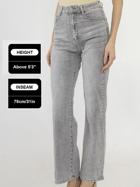 【Tall】KatchMe Women's Wide Leg Jeans - Mid Rise Relaxed Fit Denim Pants, Soft Stretch Comfortable Trousers for Fall & Winter, Streetwear Casual Bottoms