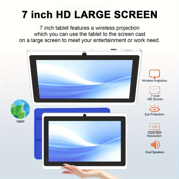 2025 Android 11 tablet, 7-inch tablet with protective case, 6GB (2+4expand) RAM+32GB ROM quad core processor, 2.0MP front+2.0MP rear camera, 3000mAh IPS tablet, Wi Fi tablet, birthday gift, Father's Day