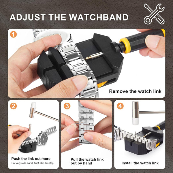 JOREST Watch Link Removal Kit, Watch Band Repair Tool for Strap Adjustment, Watch Resize Shortening Tool, Bracelet Chain Pin Remover, Watch Adjuster, Watch Hammer, with User Manual, Punch Pins