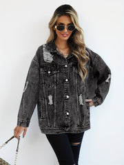 Women's Ripped Wide-Leg Denim Jacket