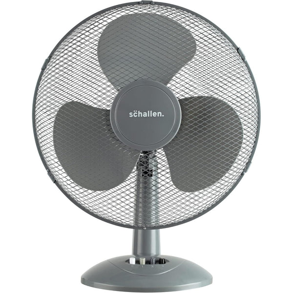 Schallen 16 Inch Electric Desk Fan Oscillating Table Fan 3 Speed Quiet Cooling Fan Adjustable Head Worktop Office Home Bedroom Air Circulator Fan Modern Design Portable Electric Desk Fan White Black or Grey UK Plug Summer Cooling Fan