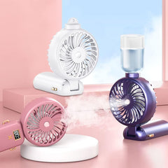 SJMR Powerful Hand Fan with Mist and LED Display – USB Rechargeable Mist & Cooling Fan for Travel, Outdoors, Makeup – Foldable, Long Battery, Portable Personal Fan