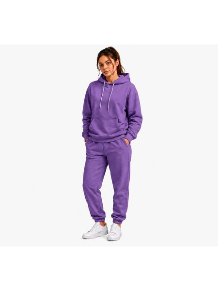 Women'S Outfit Two-Piece Set Featuring a Hooded Long-Sleeve Sweatshirt And Long Pants Solid Colour Knit Fabric Tracksuit, Regular Fit, Perfect Gift for Women, Daily & Outdoor Wear Large Pockets Matching For All Seasons S-XL