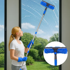 4M Window Squeegee Set Glass Cleaning Tool with Extension Poles & Washer for Indoor and Outdoor Use