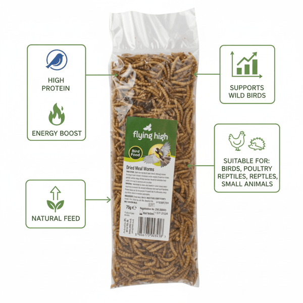 Dried Mealworms 75g – High Protein Wild Bird Feed | All-Season Natural Insect Treat for Garden Birds