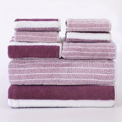 8-Piece Non-Shedding Super Absorbent Ultra-Soft Five Star Hotel Standard Two-Tone Striped Bath Towel Set