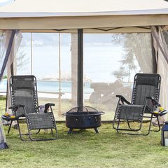 Costoffs 2PCS Zero Gravity Chair Foldable Patio Chair Outdoor, 65cm/72cm Lounge Camping Chair with Unfixed Padded Pillow/Armrest/Footrest, Black/Beige/Grey/Navy Blue for Outdoor Use Only