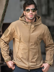 Men'S Soft Shell Winter Two-Piece Set with Multi-Pocket Fleece Jacket And Pants