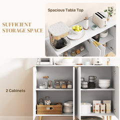 Sideboard Buffet Cabinet, Modern Kitchen Storage Cabinet with 4 Doors And Adjustable Shelves, Living Room Cabinet with Metal Legs for Hallway, White, Closet Storage System, Home Storage, Suitable for Storing Clothes And Books in The Living Room And Bedroo