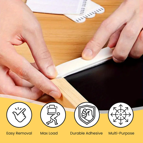 Lizzy 4 Pack (8 Strips) Adhesive Hanging Strips | Damage-Free Picture Frame Hooks for Wall Décor, Mirrors, Decorations | Easy Install & Remove, No Nails or Tools Required | Max Load 2.5KG