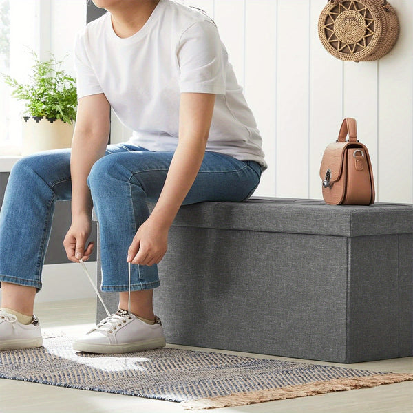 80L Large-Capacity Foldable Storage Stool Is Suitable for Storage Footstool in Living Room, Corridor and Bedroom.