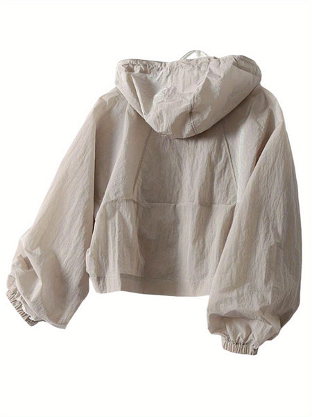 Lightweight Hooded Coat for Women, Featuring a Casual Loose Fit, Solid Color, Front Zipper, And Designed for