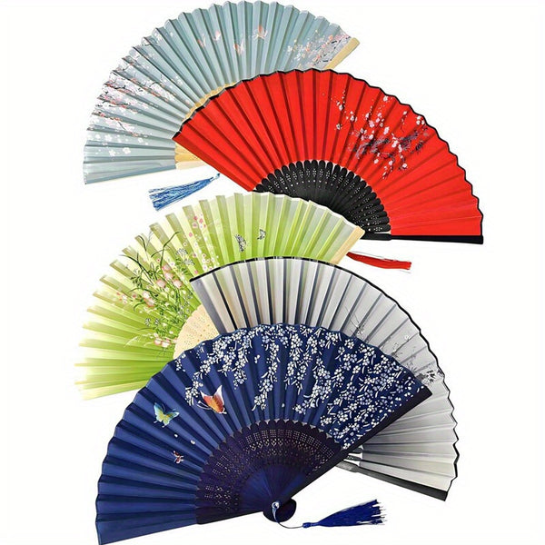 Stylish Retro Floral Butterfly Folding Hand Fan - Lightweight Durable Plastic, Multi-Color Options for Line Dancing, Popping, Weddings & Parties - Elegant Gift for Women