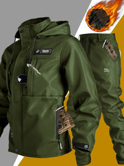 Men's -Lined Set: Jacket Outerwear, Casual, Warm, Windproof, Autumn/Winter Jacket, Composite Jacket Set for Tactical Outdoor Hiking