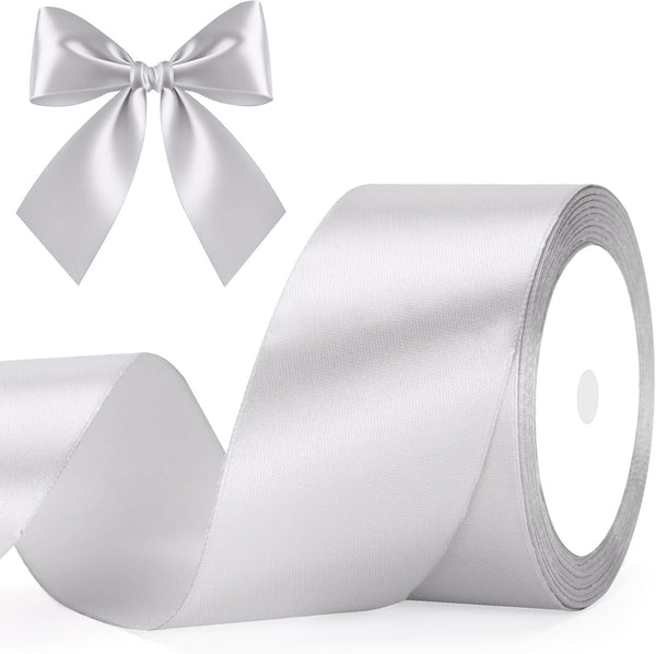 G2PLUS White Stain Ribbons - 22M Thick Fabric Gift Wrap Ribbons for Crafting, Wedding & Valentine'S Day Decoration