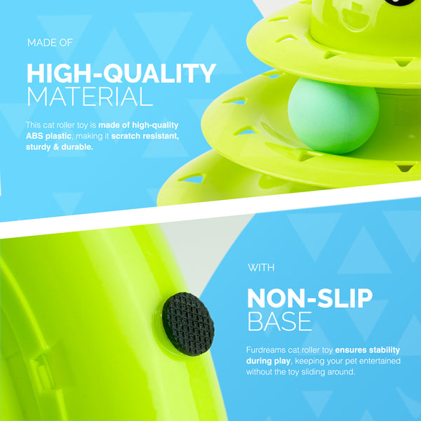 FurDreams Cat Roller Ball Toy Interactive - 3 Tier Tower Fun Cat Ball Track Toy, 3 Level Pet Teaser Toy for Interactive Play, Kitten Fun Puzzle Toy for Exercise & Stimulation