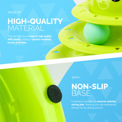 FurDreams Cat Roller Ball Toy Interactive - 3 Tier Tower Fun Cat Ball Track Toy, 3 Level Pet Teaser Toy for Interactive Play, Kitten Fun Puzzle Toy for Exercise & Stimulation