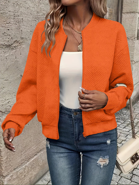 Solid Color Casual Zip-Up Cardigan Jacket