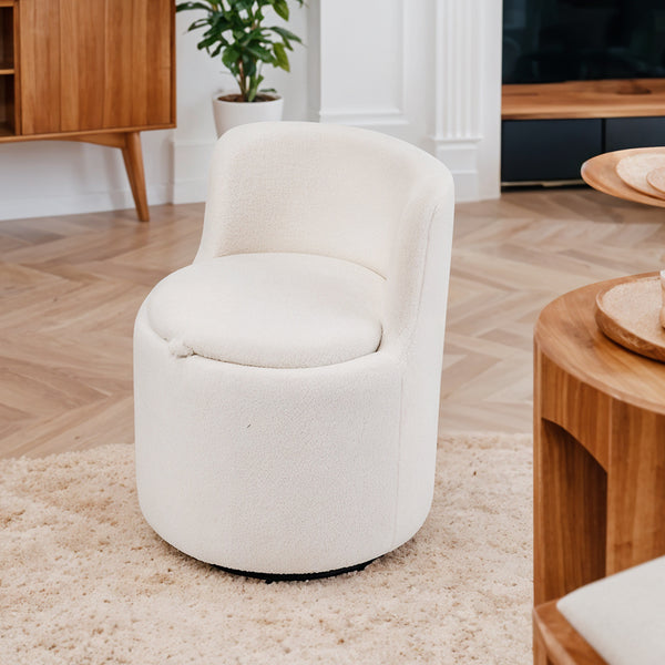 360°Swivel Sherpa Accent Chair With Hidden Storage, Accent Tub Armchair with 360° Rotating Metal Base, Comfy Boucle Chair Sofa Reading Chair With Storage Space for Living Room Bedroom
