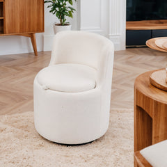 360°Swivel Sherpa Accent Chair With Hidden Storage, Accent Tub Armchair with 360° Rotating Metal Base, Comfy Boucle Chair Sofa Reading Chair With Storage Space for Living Room Bedroom