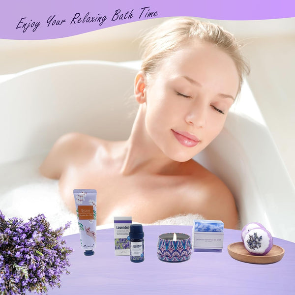 Pamper Birthday Gifts for Women, Unique Friend Gifts for Her, Lavender Self Care Get Well Soon Gifts Set for Mum Sister Wife, Spa Bath Set Bath Bombs Present, Christmas Valentines Mothers Day Gift Box