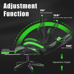 GartistGo Gaming Chair With footrest,Computer Chairs with Lumbar Cushion + Headrest, Height-Adjustable Office Chair for Adults, Girls, Boys