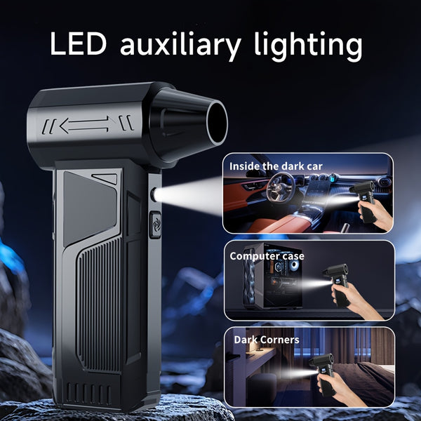 This Powerful Turbo Fan Features A Smart Display, 4 Speed Settings, 5 Nozzles, And A High-capacity Battery; It'S An Ideal Portable Cleaning Tool For Cleaning Computers, Keyboards, Cars, And Outdoor Spaces; And Also A Perfect Holiday Gift.