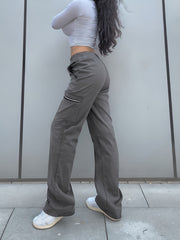Straight Leg Cargo Pants, Y2K Streetwear Casual Pants, Women's Clothing