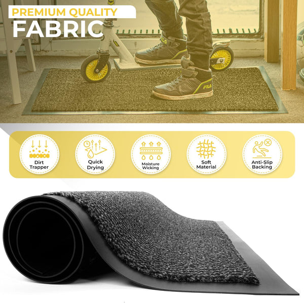 BLADO Washable Door Mats Indoor & Outdoor - Non-Slippery Heavy Duty - Stylish & Large Rubber - Perfect Dust Grabbing Doormats (Anthracite, 40Cm X 60Cm)