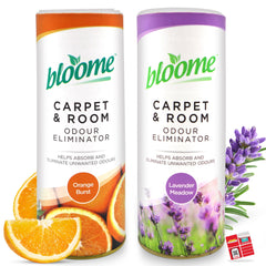 2 Pack Carpet Freshener Powder | Assorted Fragranced Carpet Deodoriser in Lavender & Orange | Pet Odour Eliminator & Carpet Cleaner Powder | Long Lasting Carpet Smell Remover for Rugs & Bins
