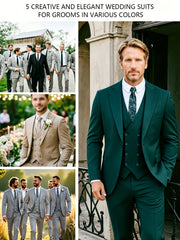 Fashion Men's Leisure Boutique Slim Fit Light Business Suit Set, Wedding Ball Dress Jacket + Vest + Pants 3pcs Suit.