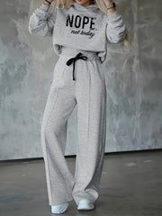 Women'S Two-Piece Casual Outfit, Featuring a Warm Hooded Sweatshirt with Letter Patterns
