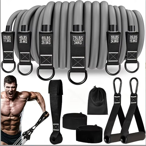 Resistance Strap with Handle: Used for Muscle Training, Strength Building Yoga Body Shaping Home Fitness Equipment - Natural