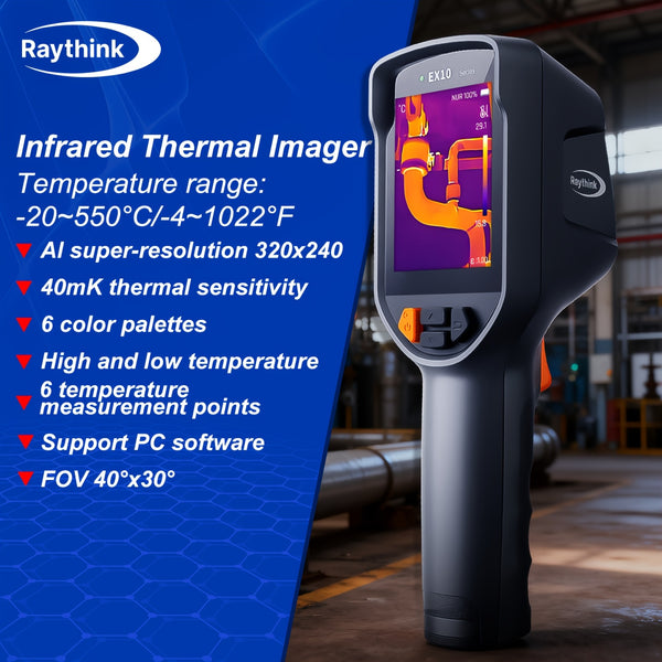 Raythink Handheld Infrared Thermal Imager, Temperature Measuring Thermal Camera for Floor Heating, Electrical Inspection, and Leak Detection, 160×120 IR AI Super Resolution