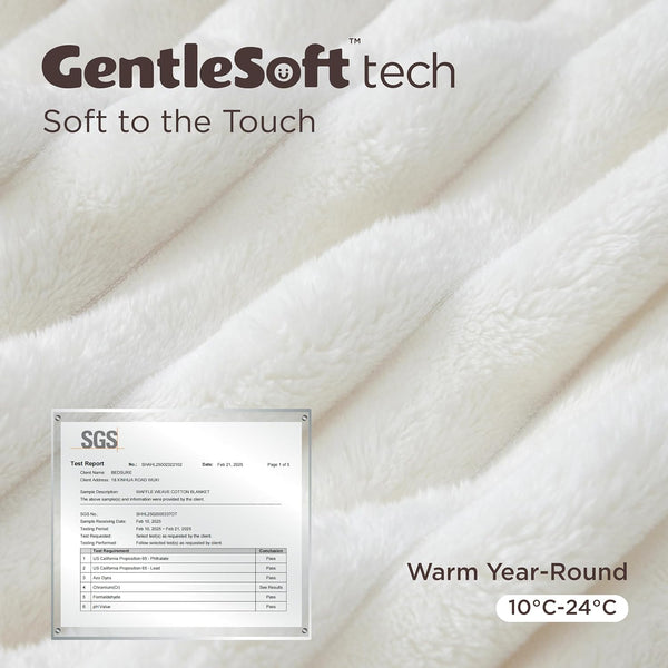 Bedsure Fleece Throw Blanket for Sofa - Fluffy Cosy Warm Blankets for Bed, Soft Cute Single Throw Gifts for Women and Girls, off White, 130X170 Cm