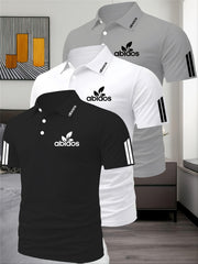 Three-Piece Summer Men'S Polo Shirt, Top, Running, Sports, Gym Breathable, Quick-Dry, Business, Casual, Vacation Polo Shirt, Fashionable Short-Sleeve Golf Shirt