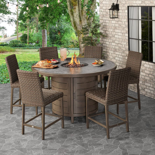 Agio Mckinnon 7 Piece High Fire Dining Set + Cover