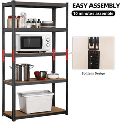 Garage Shelving Units 5 Tier Heavy Duty Shed Storage Racking Shelf Metal Boltless 1000kg Capacity 175kg Per Shelf for Warehouse Workshop Office Heavy Duty Industrial Garage Racking/Shelving Unit