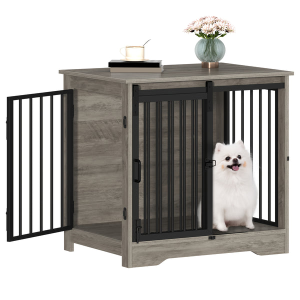 Hzuaneri 69cm Dog Crate, Furniture, Dog Kennel, 2 Doors, Modern Dog House, Suitable for Small and Medium Dogs, Side Table, Family Doghouse, 49 X 69 X 64.5cm, Rustic Brown