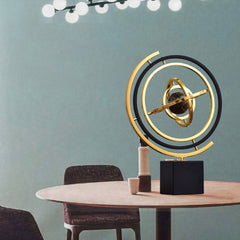 Large Modern Abstract Metal Wall/Tabletop Sculpture - Black & Golden Iron Art Decor with Sturdy Rectangular Stand, Classic Contemporary Design for Home Office Desk, Living Room, Bedroom - No Electricity Needed, Durable Statement Piece for Minimalist & Mod