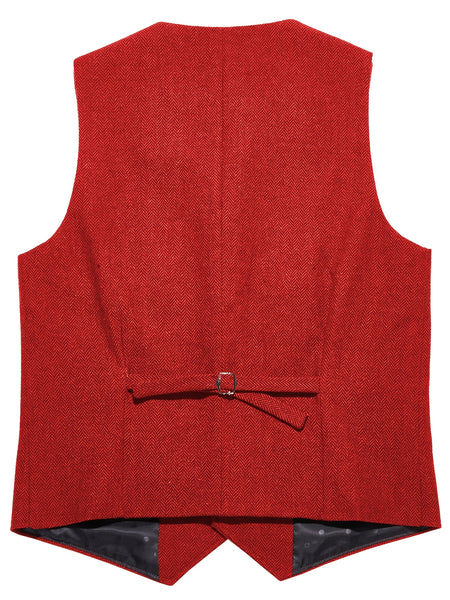 Men'S Vest Retro Fashion Groom Wedding Party Vest Men'S Herringbone Casual Business Waistcoat