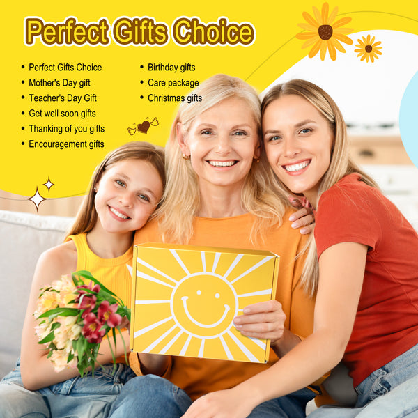Sunflower Birthday Gifts Mothers Day for Her, Thank You GIifts for Her Personalised Mum Friendship Get Well Soon Retirement Basket Box Care Package for her, fathers day for gifts