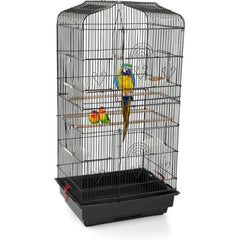 Large Metal Bird Cage for Budgie Parakeet Canary Cockatiel Finch or Lovebird by Crystals (Black)