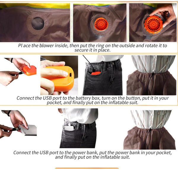 Santa Claus Inflatable Costume - Waterproof Festive Jumpsuit - Blow up Christmas Santa Claus Suit - for Parties Family Gathering Performance Activities Celebrations