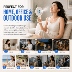Portable Rechargeable Handheld Fan with Phone Holder, 3 Speed Settings, USB Rechargeable 1200mAh Battery, Personal Cooling Fan with Water Mist Function for Home, Office, Travel & Outdoor Use
