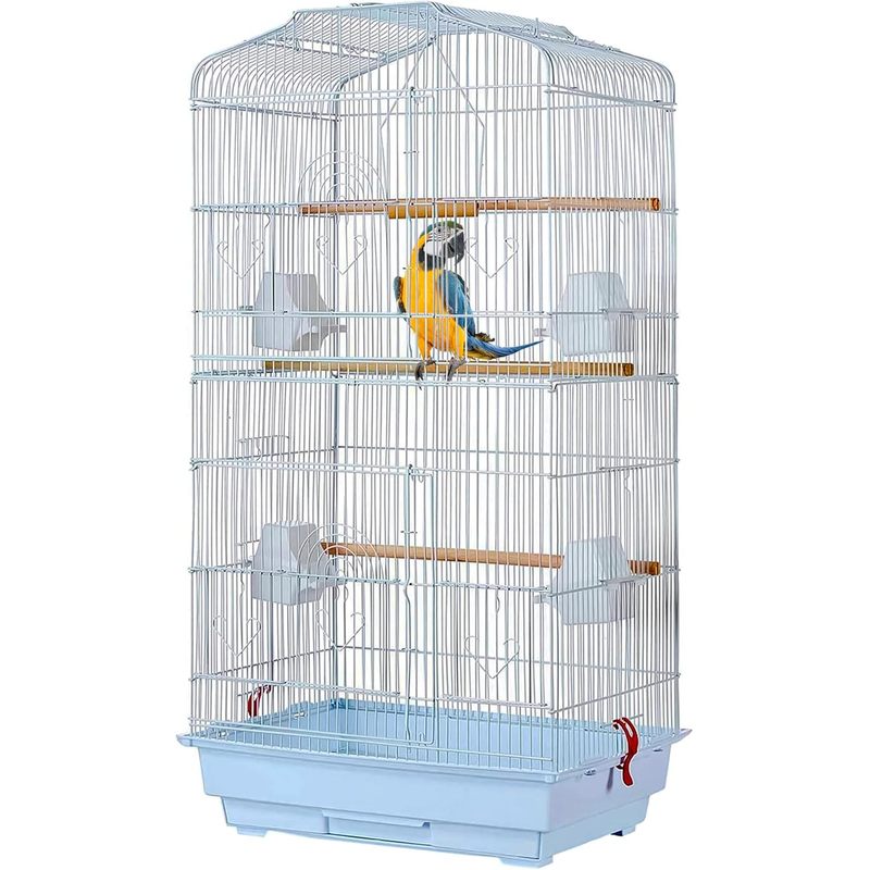 Large Metal Bird Cage for Budgie Parakeet Canary Cockatiel Finch or Lovebird by Crystals (Black)