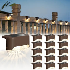 10pcs set of solar outdoor garden lights, home garden layout staircase deck lights, hallway wall lights, railing decorative lights, holiday decorative atmosphere lights, IP44