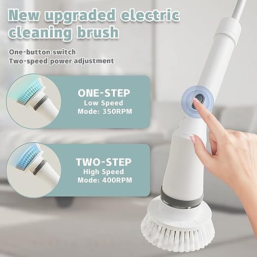 Electric Cleaning Brush, Cordless Spin Scrubber With 6 Interchangeable Brush Heads, Adjustable Telescopic Rods 35-116 Cm, 2 Rotation Speeds, For Bathroom, Kitchen, Tiles, Floor