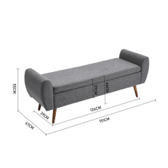 1pc Upholstered Bench Chiar With Storage Box, Padded Bench With Storage Space, Window Seat Bench, End of Bed Bench, Shoe Bench, Footstool With Wooden Legs For Hallway, Living Room, Bedroom, 153*46*54cm
