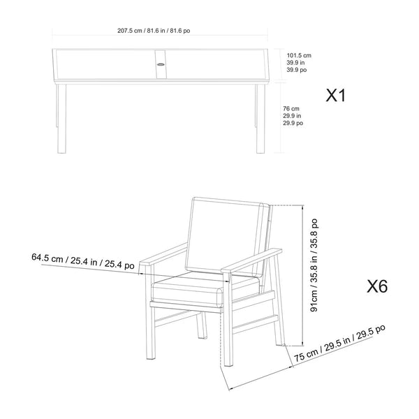 Sunvilla Clifton 7 Piece Cushioned Dining Patio Set + Cover